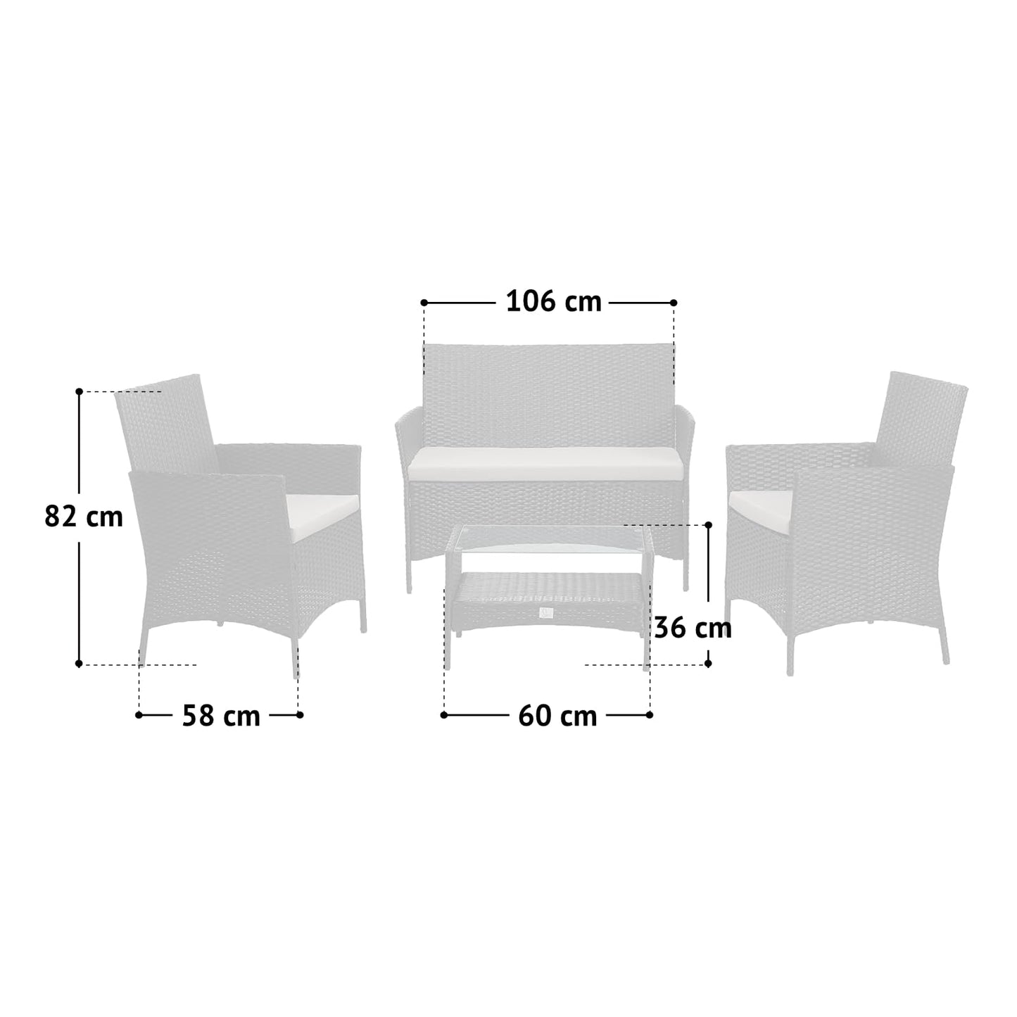 SVITA Brooklyn Gartenmöbel Poly Rattan Sitzgruppe Essgruppe Set Sofa-Garnitur Lounge Schwarz