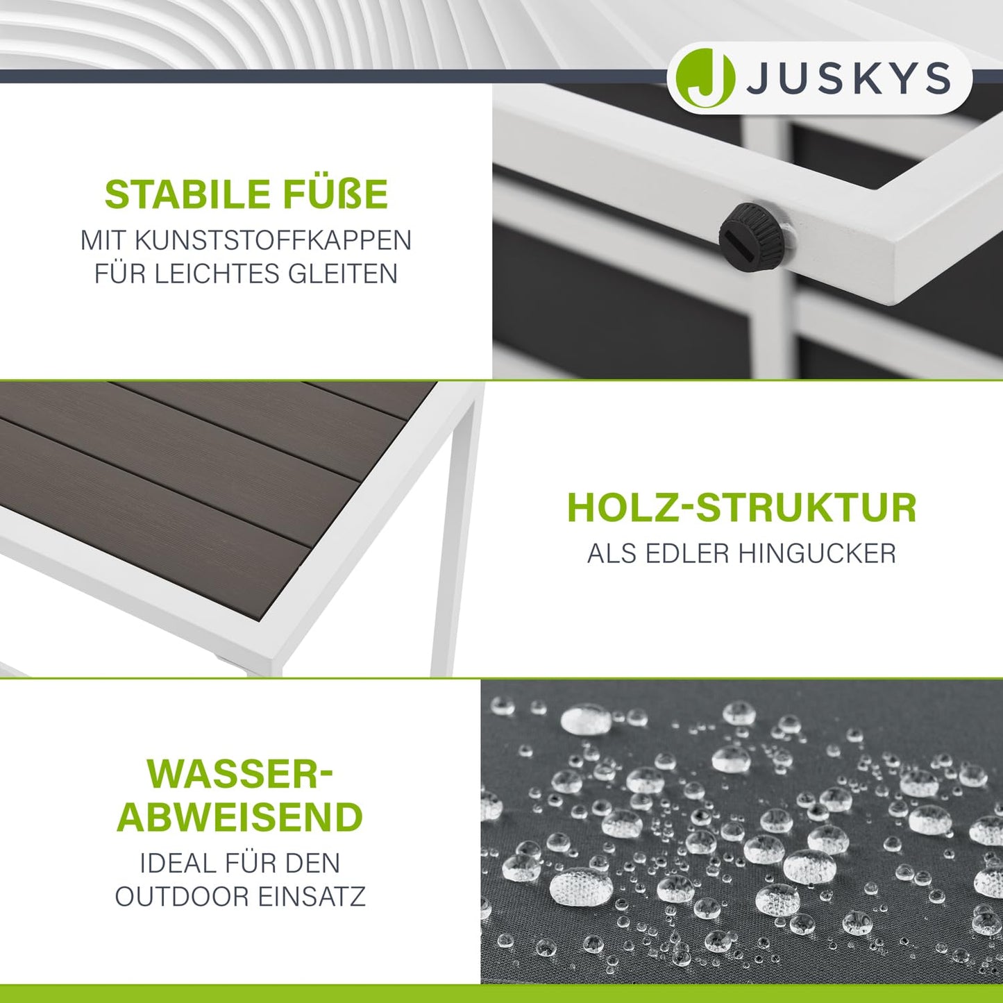 Juskys Gartenmöbel Sofa Set 5-teilig Bari mit Tisch & Polster - Metall Gartenlounge - Balkonmöbel klein - Outdoor Möbel Balkon Garten - Lounge Grau