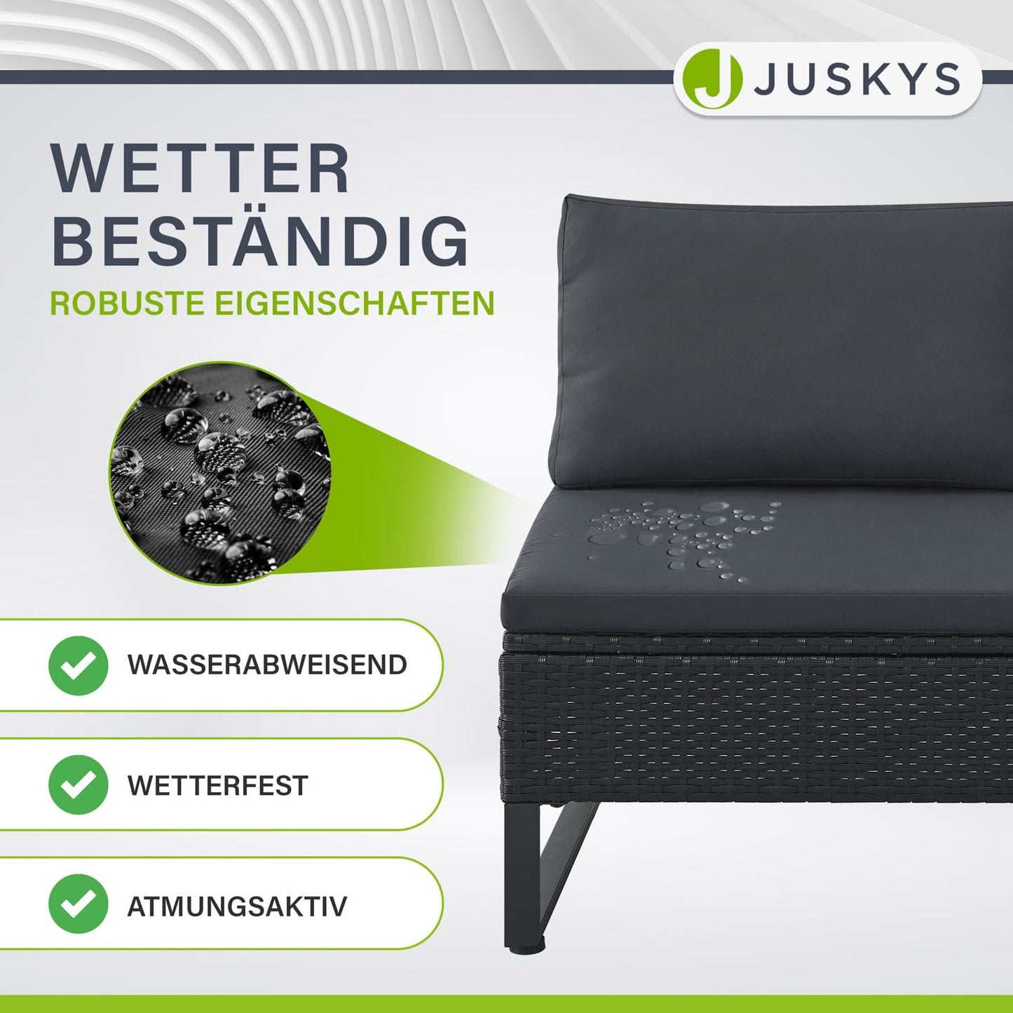 Juskys Outdoor Polyrattan Lounge Santorini - Gartenlounge mit Beistelltisch & Auflagenbox - Gartenmöbel Set Rattan Sitzecke wetterfest - Schwarz