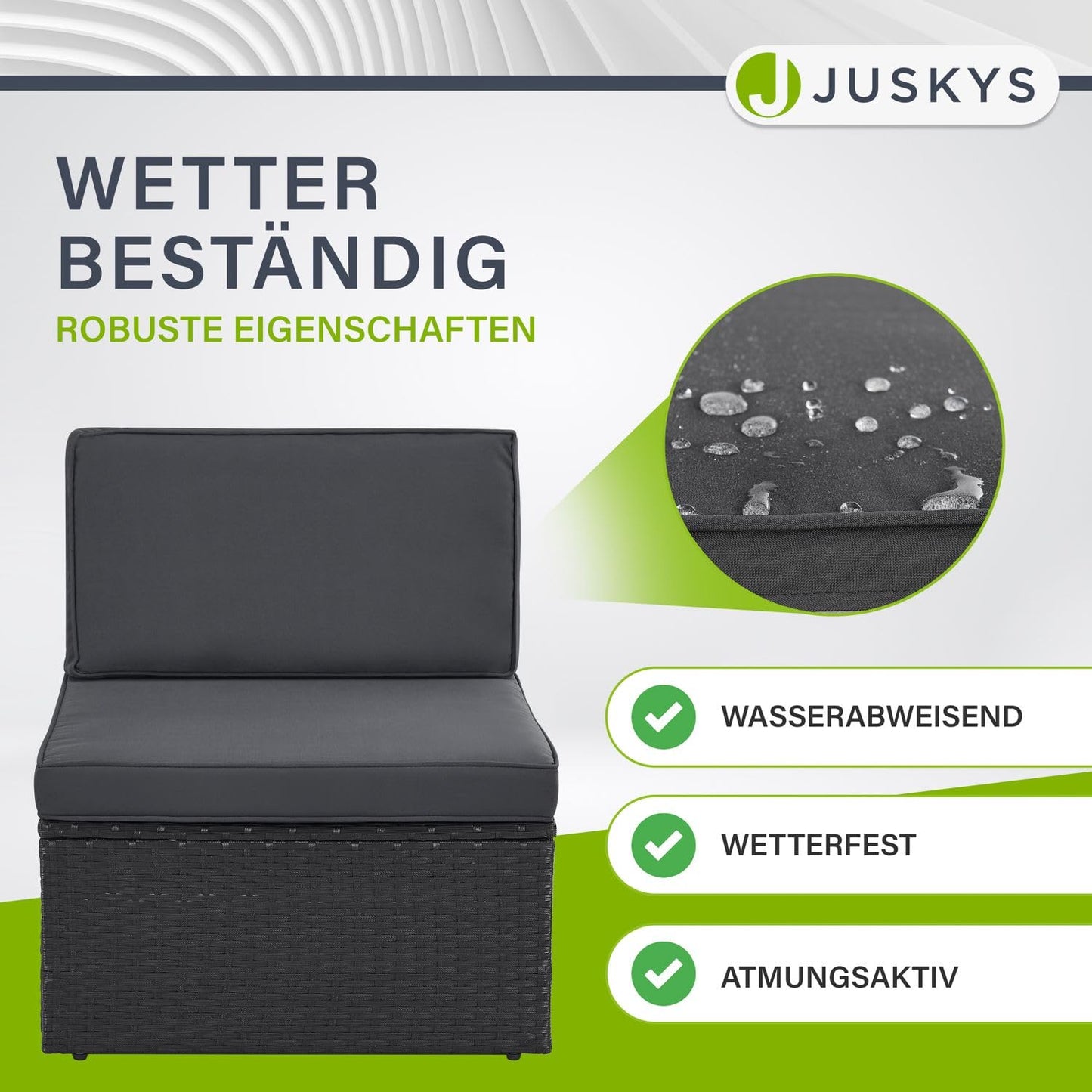 Juskys Polyrattan Gartenmöbel Set Salou - Outdoor Lounge wetterfest 6 Personen - Sitzecke mit Tisch & Kissen für Garten, Balkon, Terrasse - Schwarz