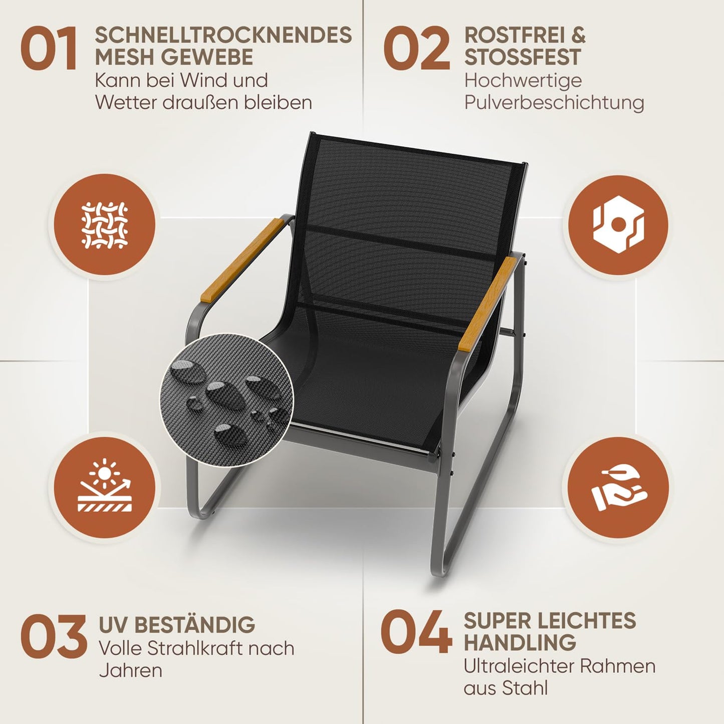 Blumtal Gartenmöbel Set 4er - Balkonmöbel Set für 4 Personen - 2 x Sessel + 1 x Bank + 1 x Tisch - Terrassenmöbel - Gartenlounge - Balkon Möbel - Möbelsets - Stahl Outdoor Möbel Lounge Anthrazit