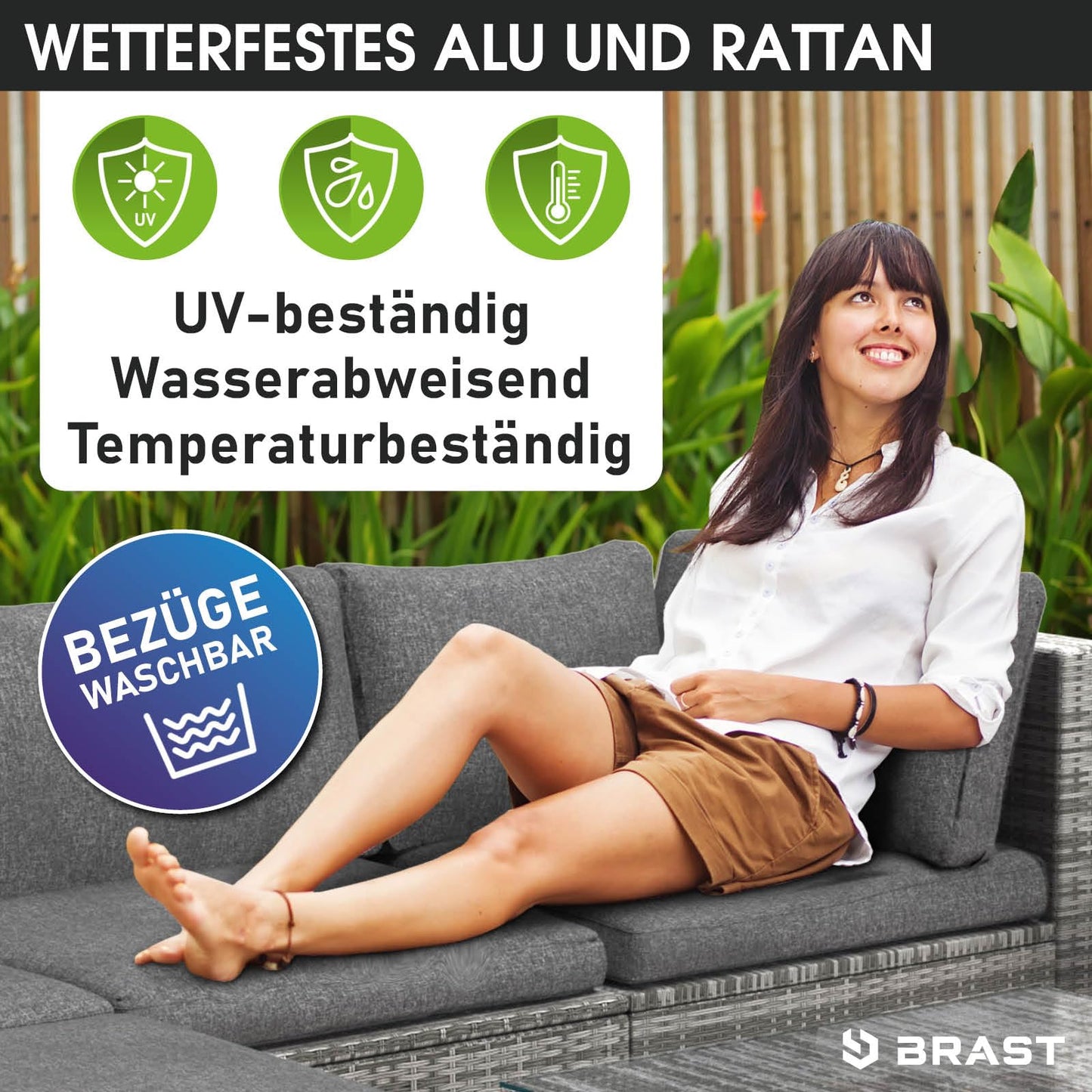 BRAST® Gartenmöbel Lounge Set | 4-5 Personen viele Modelle & Farben | inkl. extra Dicke Kissen | TÜV geprüft | Outdoor Loungemöbel Sitzgruppe Essgruppe Garnitur | Royal Grau