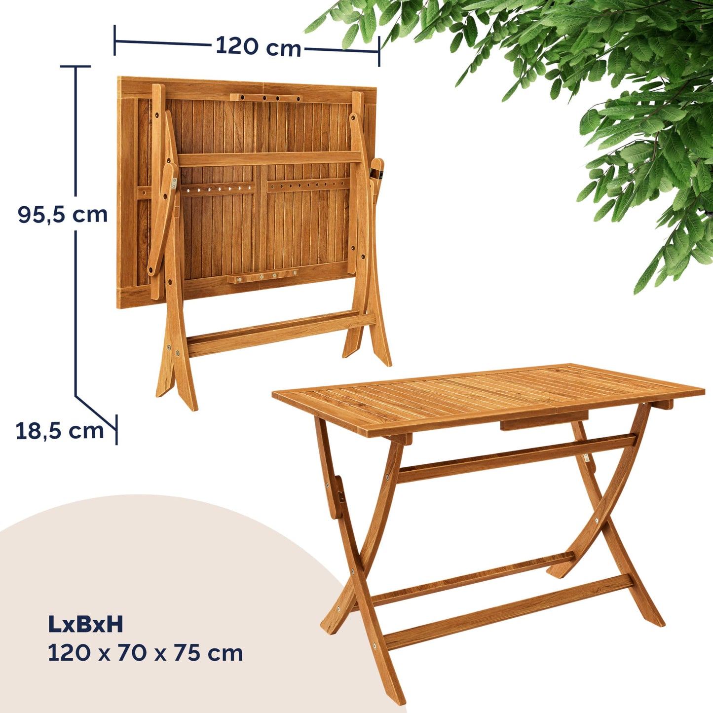Casaria® Gartenmöbel Set Wetterfest Klappbar Akazie 5-TLG. FSC®-Zertifiziert Holz Armlehne 160kg Belastbarkeit Garten Terrasse Balkonmöbel 120x70cm Möbelset 4 Personen