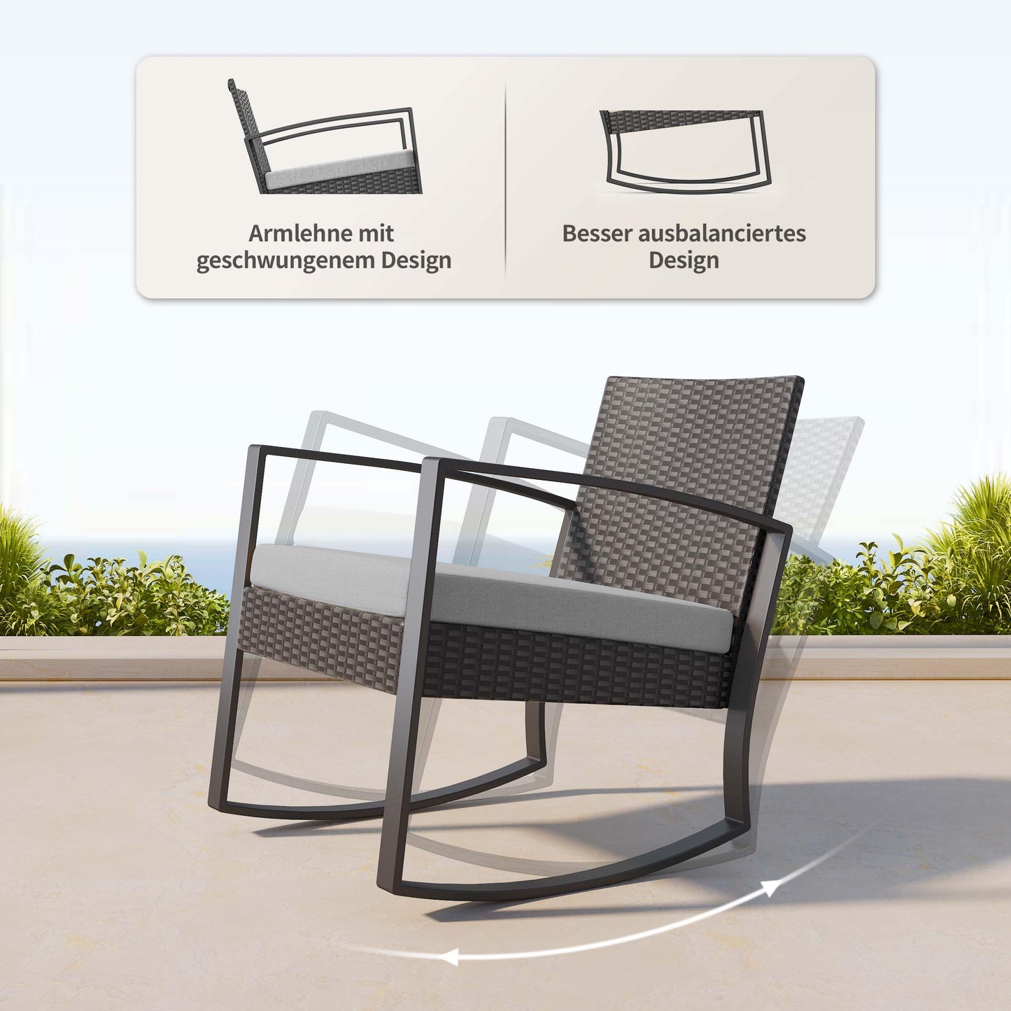 Bealife Gartenmöbel Set 3-teilig – Balkon Lounge für 2 Personen mit Tisch & Stühlen, Wetterfest & komfortabel, Grau