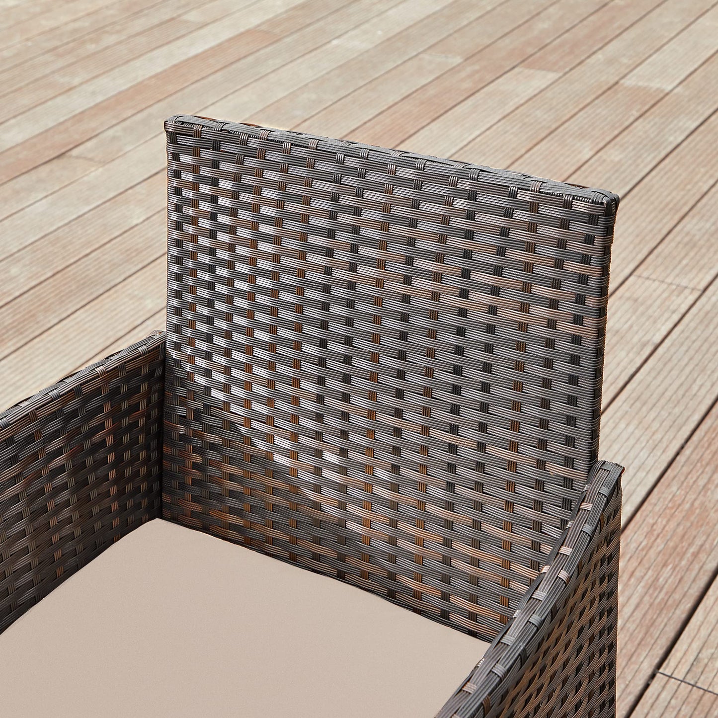 SONGMICS Balkonmöbel, Gartenmöbel-Set, aus PE-Polyrattan, Lounge-Set, Terrassenmöbel, Outdoor, für Terrasse, Balkon, Garten, braun-Taupe GGF004K05