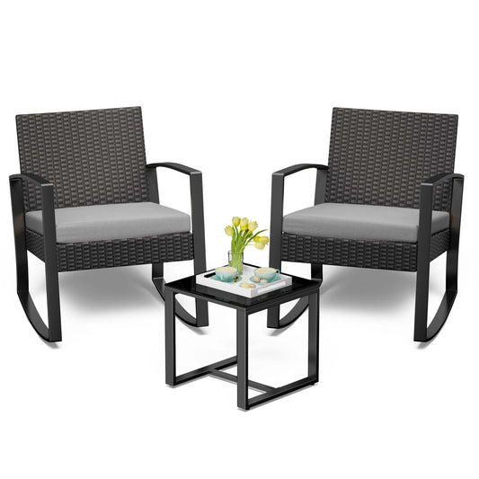 Bealife Gartenmöbel Set 3-teilig – Balkon Lounge für 2 Personen mit Tisch & Stühlen, Wetterfest & komfortabel, Grau