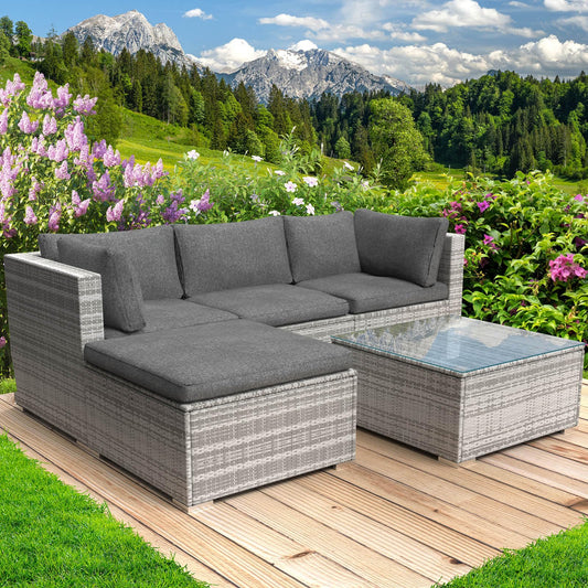 BRAST® Gartenmöbel Lounge Set | 4-5 Personen viele Modelle & Farben | inkl. extra Dicke Kissen | TÜV geprüft | Outdoor Loungemöbel Sitzgruppe Essgruppe Garnitur | Royal Grau