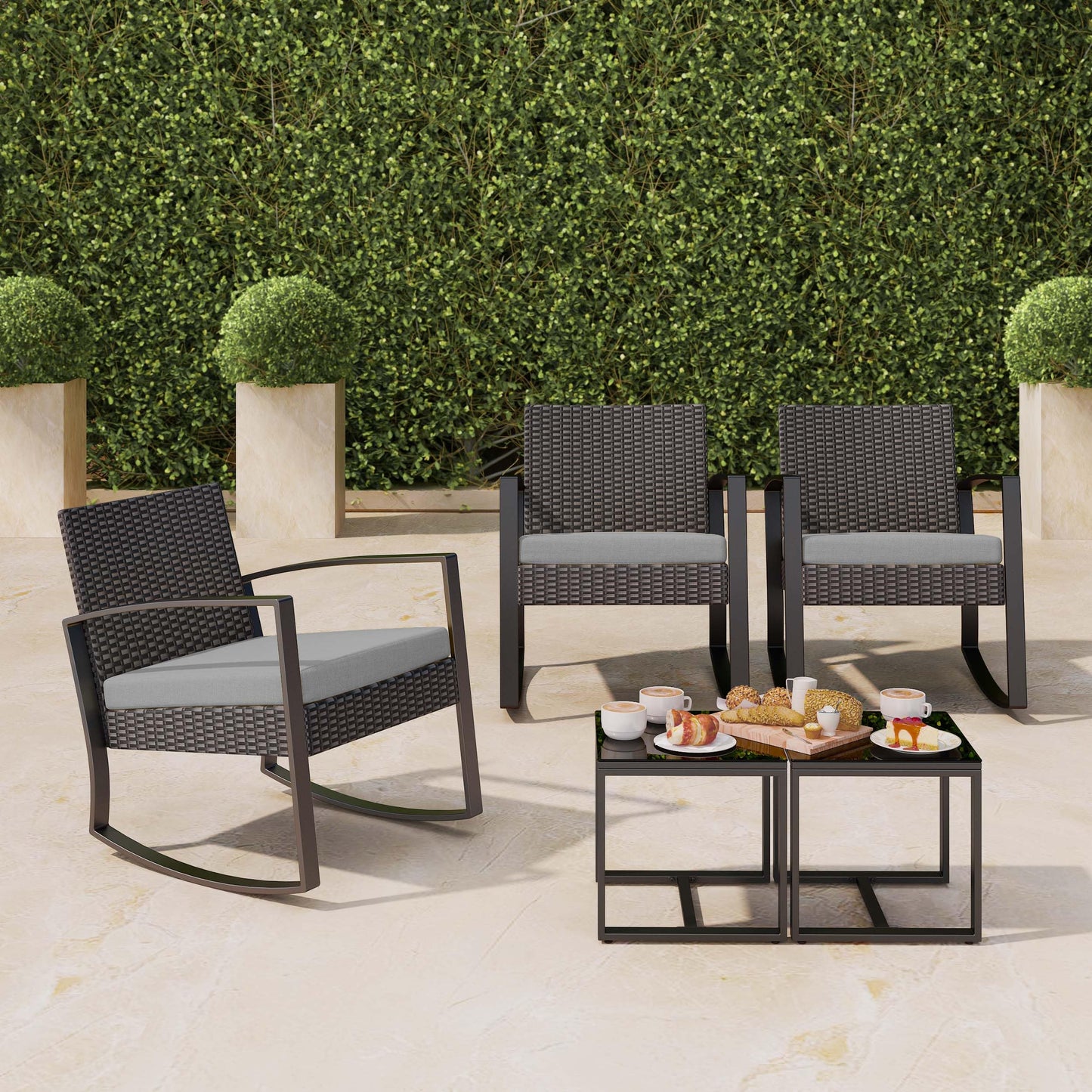 Bealife Gartenmöbel Set 3-teilig – Balkon Lounge für 2 Personen mit Tisch & Stühlen, Wetterfest & komfortabel, Grau
