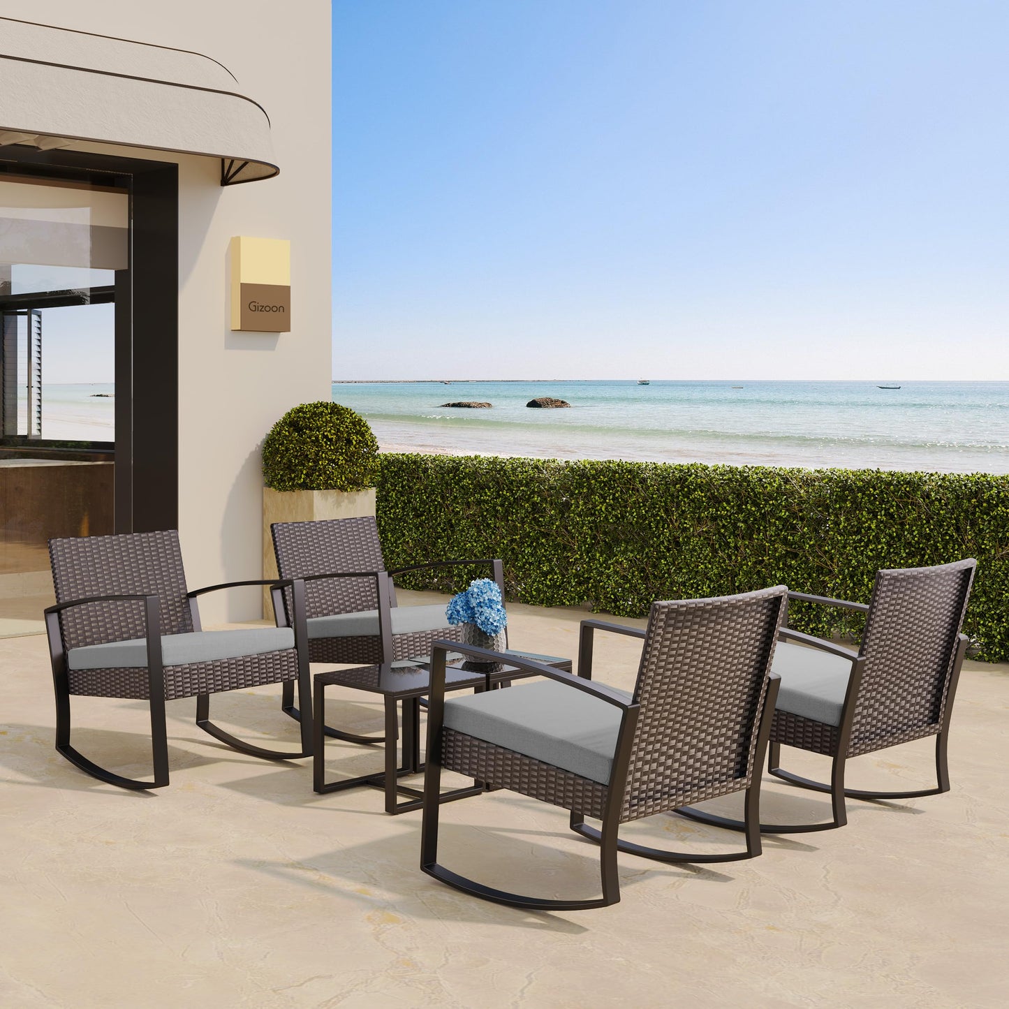 Bealife Gartenmöbel Set 3-teilig – Balkon Lounge für 2 Personen mit Tisch & Stühlen, Wetterfest & komfortabel, Grau